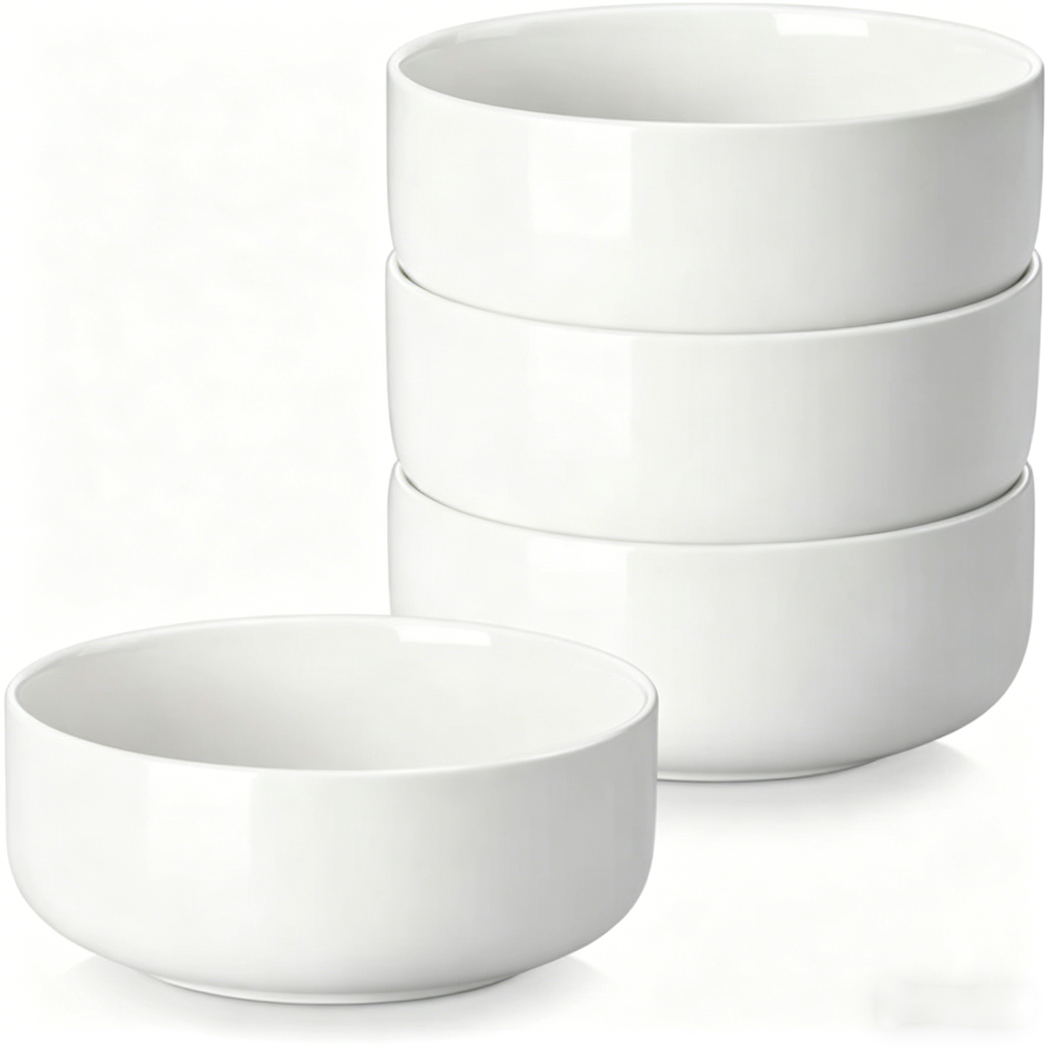YateBowl Ceramic Cereal Bowls Set of 6, 24 oz, Soup & Breakfast Bowls, Microwave & Dishwasher Safe, Khaki White