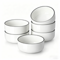 YateBowl Ceramic Cereal Bowls Set of 6, 24 oz, Soup & Breakfast Bowls, Microwave & Dishwasher Safe, Khaki White