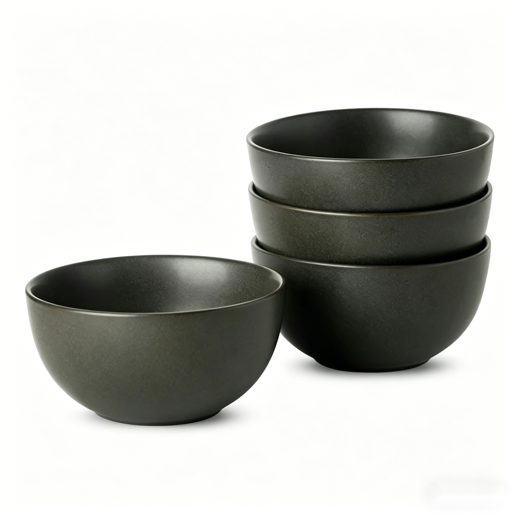 YateBowl Ceramic Cereal Bowls Set of 4, 24 oz Stoneware Bowls for Soup, Salad & Breakfast, Matte Black, Microwave & Dishwasher Safe