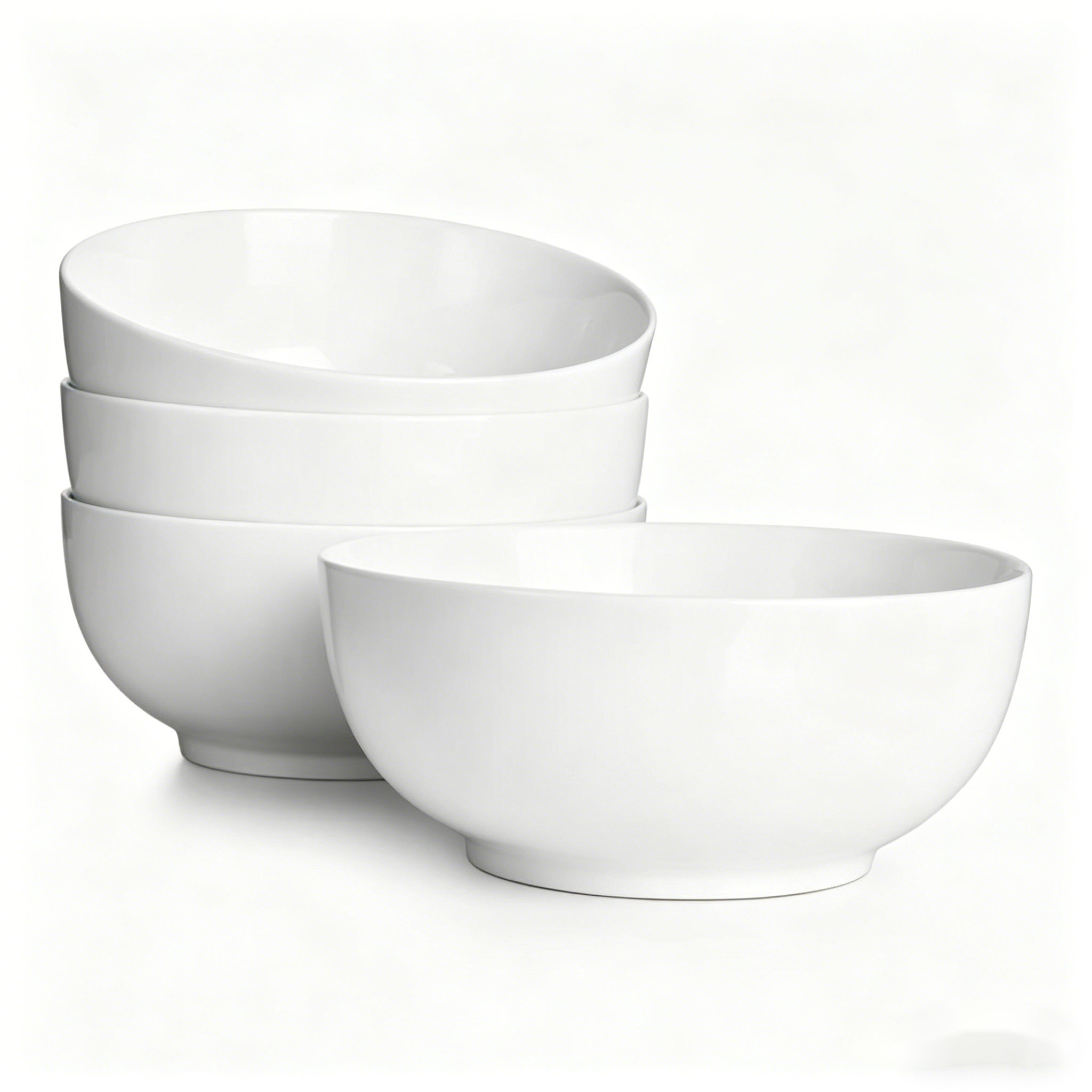 YateBowl Ceramic Bowls Set of 4, 22 oz, White Soup & Cereal Bowls, Microwave & Dishwasher Safe