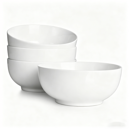 YateBowl Ceramic Bowls Set of 4, 22 oz, White Soup & Cereal Bowls, Microwave & Dishwasher Safe