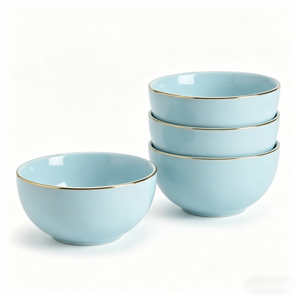 YateBowl Ceramic Cereal Bowls Set of 4, 24 oz Stoneware Bowls for Soup, Salad & Breakfast, Matte Black, Microwave & Dishwasher Safe