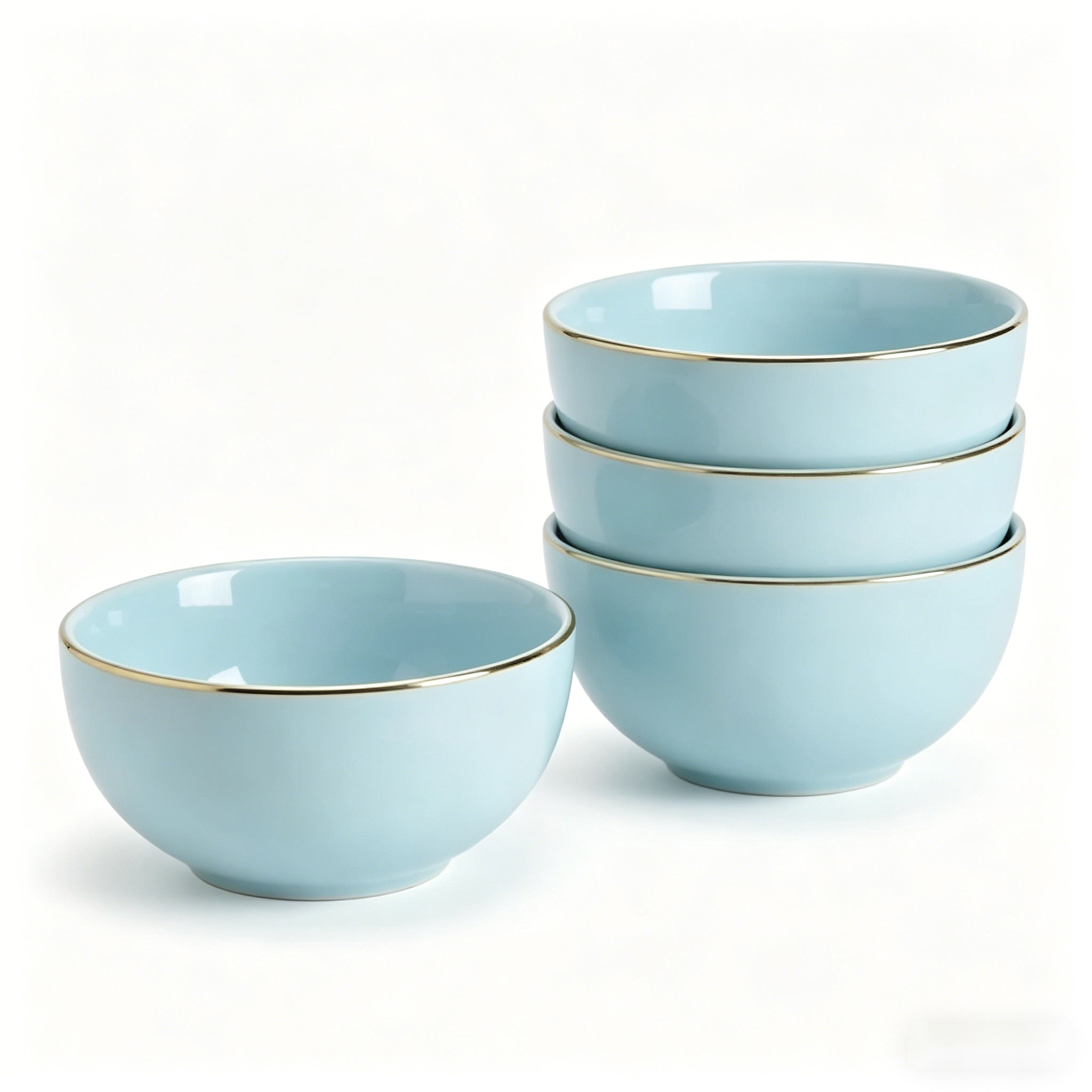 YateBowl Ceramic Cereal Bowls Set of 4, 24 oz Stoneware Bowls for Soup, Salad & Breakfast, Matte Black, Microwave & Dishwasher Safe