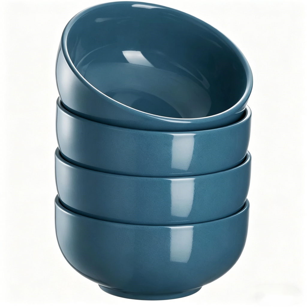 YateBowl Ceramic Bowls Set of 4, 22 oz, White Soup & Cereal Bowls, Microwave & Dishwasher Safe