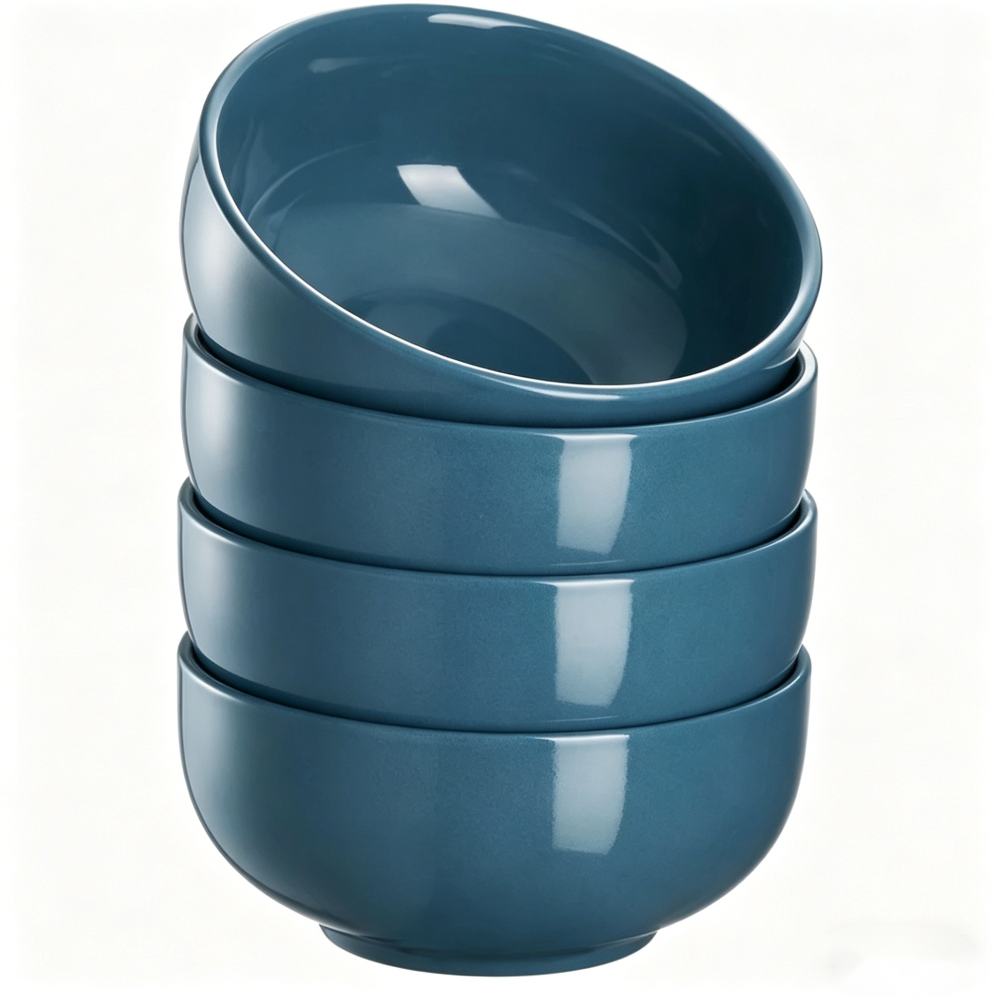 YateBowl Ceramic Bowls Set of 4, 22 oz, White Soup & Cereal Bowls, Microwave & Dishwasher Safe