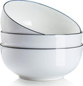 YateBowl Large Porcelain Bowls Set of 3, 60 oz, 8 Inch Serving Bowls for Soup, Ramen, Salad, Microwave & Dishwasher Safe, White