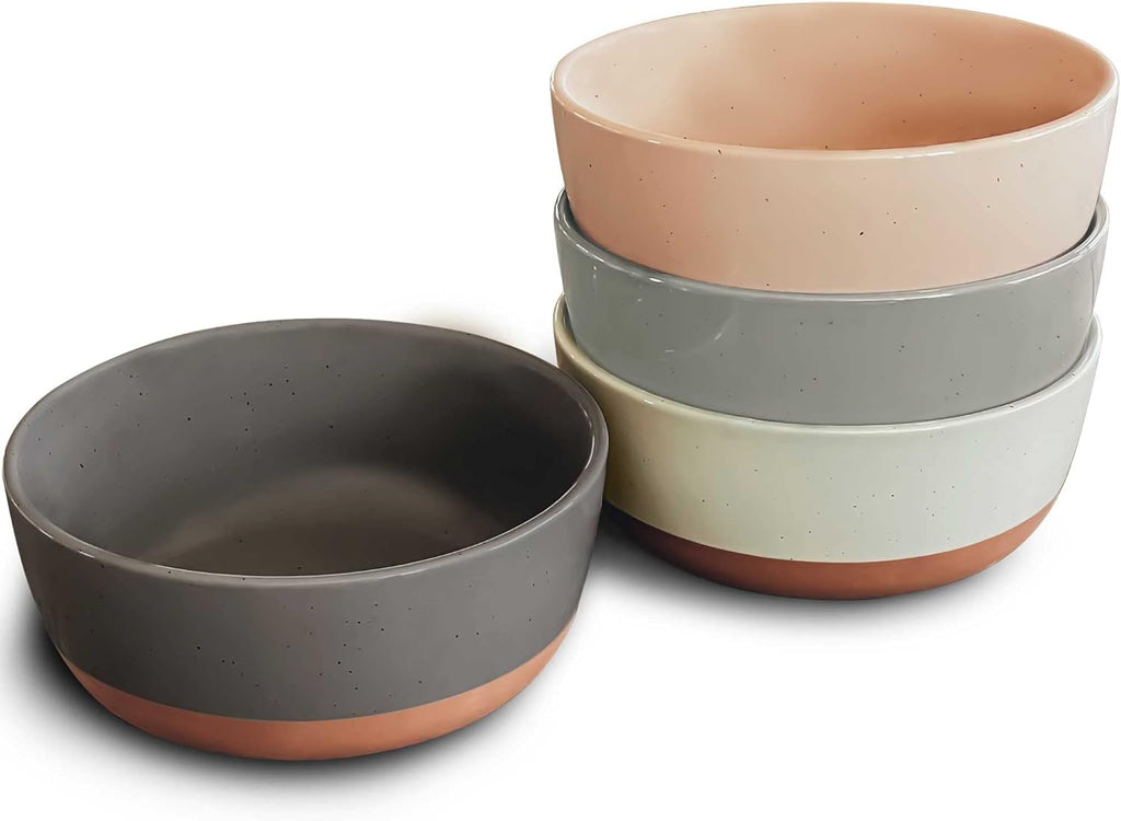 YateBowl Porcelain Bowls Set of 4, 25 oz, Microwave, Dishwasher & Oven Safe, White Soup & Cereal Bowls