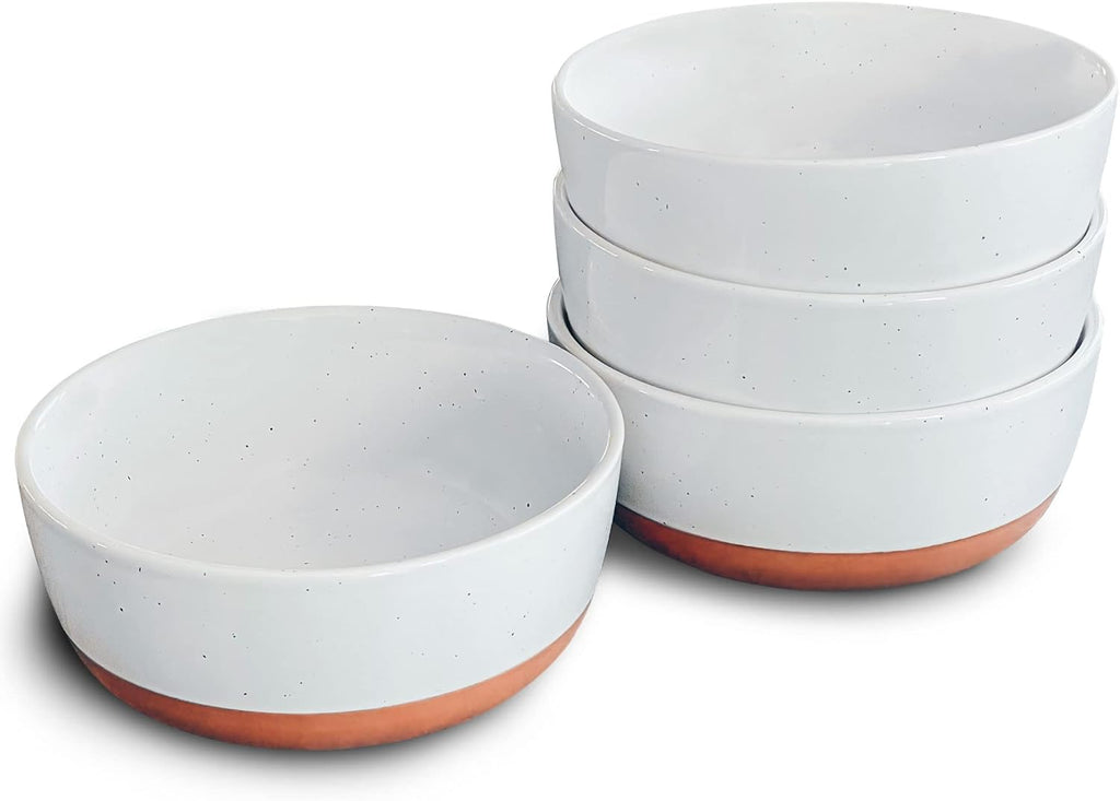 YateBowl Porcelain Bowls Set of 4, 25 oz, Microwave, Dishwasher & Oven Safe, White Soup & Cereal Bowls