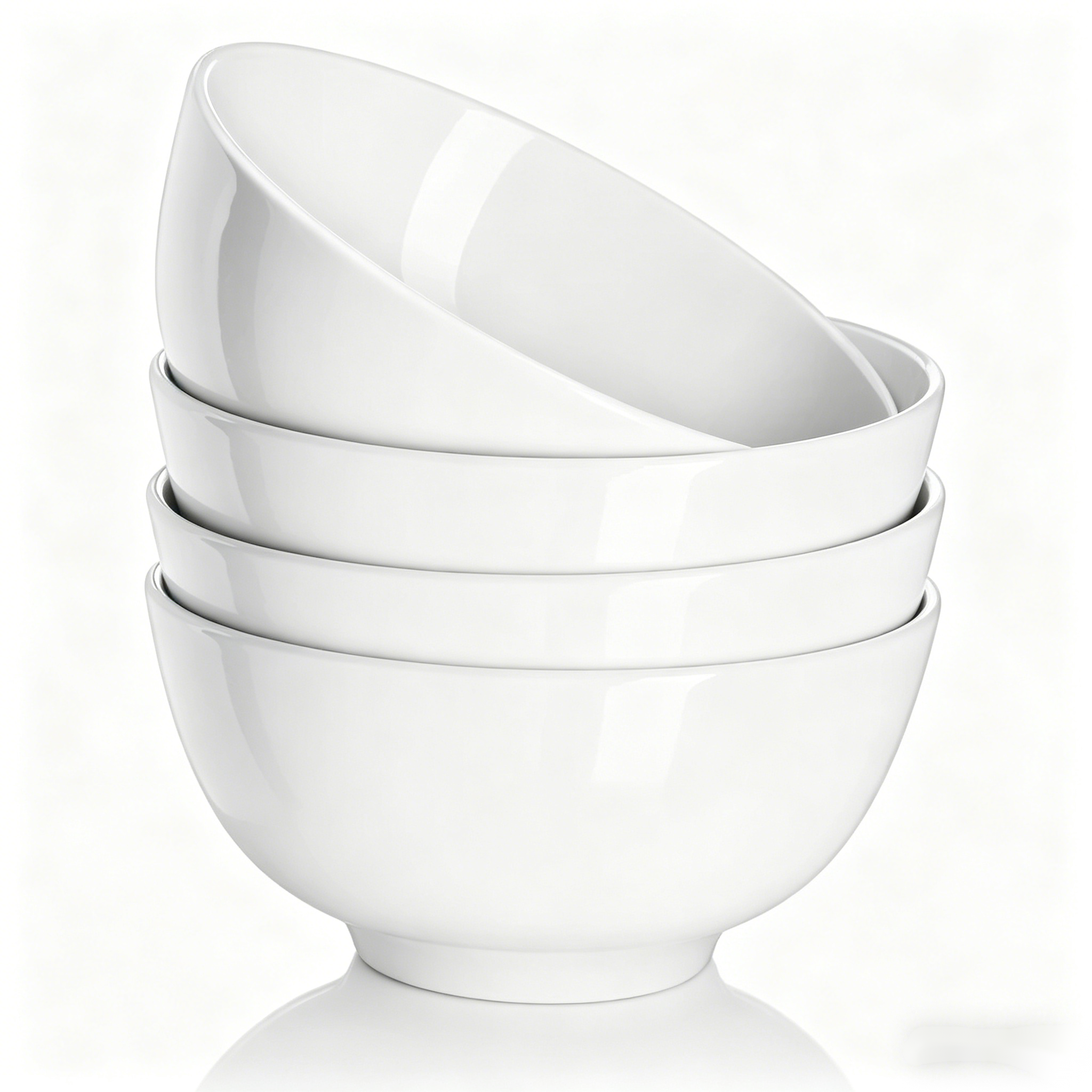 YateBowl Ceramic Bowls Set of 4, 22 oz, White Soup & Cereal Bowls, Microwave & Dishwasher Safe