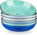 YateBowl Ceramic Pasta Bowls Set of 6, 38 oz, 8.5 Inch Shallow Bowls for Pasta, Salad & Soup, Microwave & Dishwasher Safe