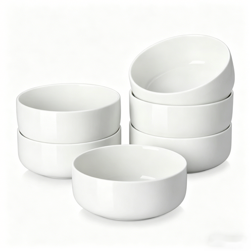YateBowl Ceramic Cereal Bowls Set of 6, 24 oz, Soup & Breakfast Bowls, Microwave & Dishwasher Safe, Khaki White